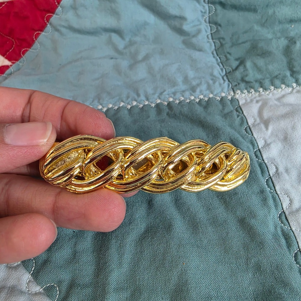 Vintage Kirks Folly Gold Braided Knot Barrette – Made in France Hair Clip